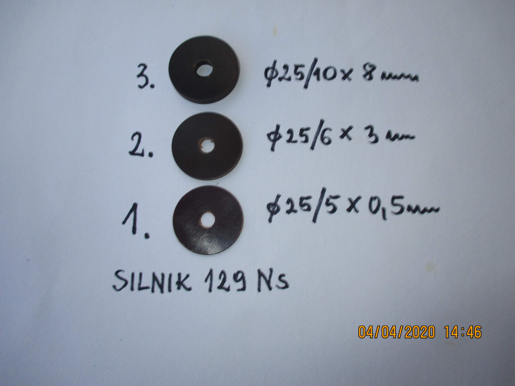 Krążki fenolowe dla silnika 129Ns
